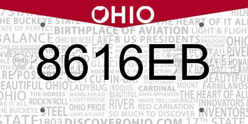 8616EB Ohio License Plate