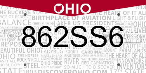 862SS6 Ohio License Plate