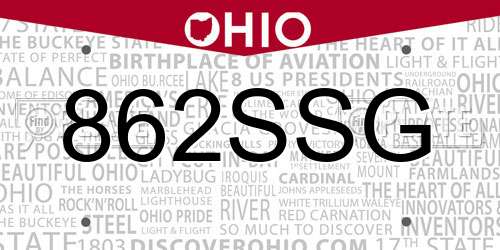 862SSG Ohio License Plate