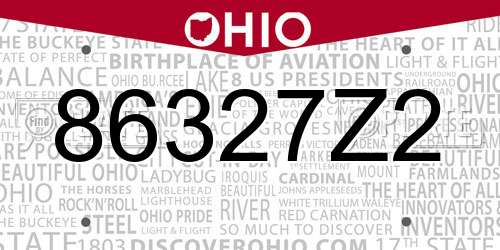 86327Z2 Ohio License Plate