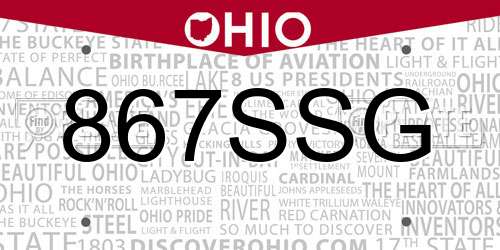 867SSG Ohio License Plate
