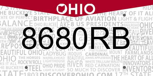 8680RB Ohio License Plate