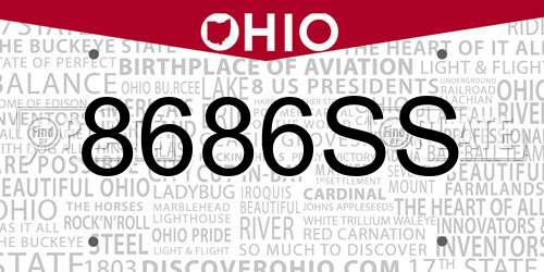 8686SS Ohio License Plate