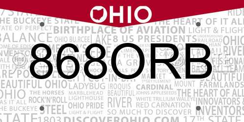 868ORB Ohio License Plate