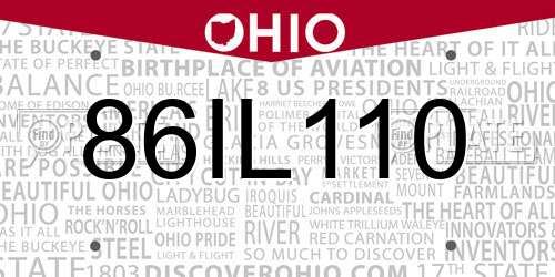 86IL110 Ohio License Plate