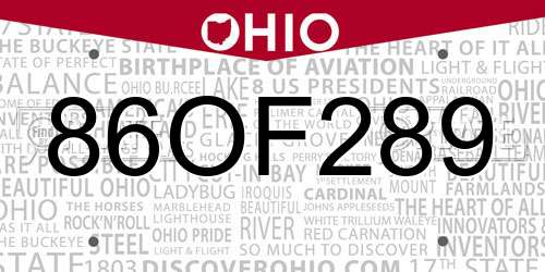 86OF289 Ohio License Plate