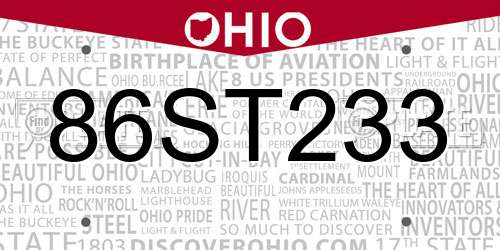 86ST233 Ohio License Plate