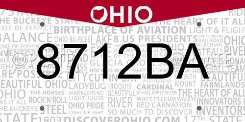 8712BA Ohio License Plate