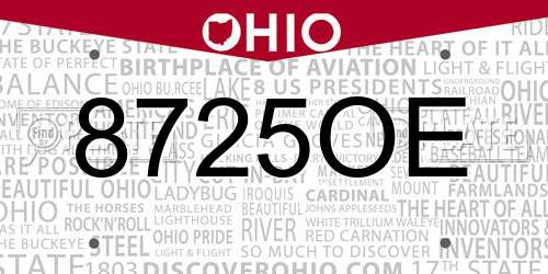 8725OE Ohio License Plate