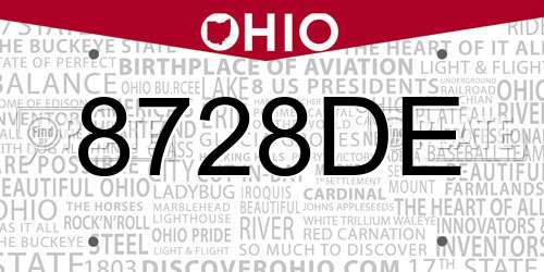 8728DE Ohio License Plate