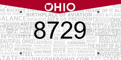 8729 Ohio License Plate