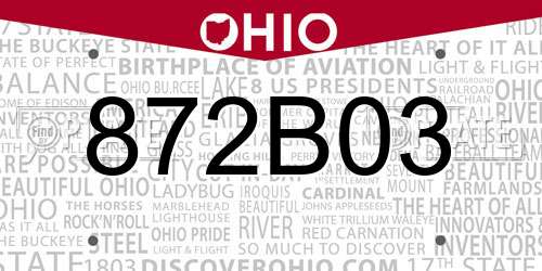 872B03 Ohio License Plate