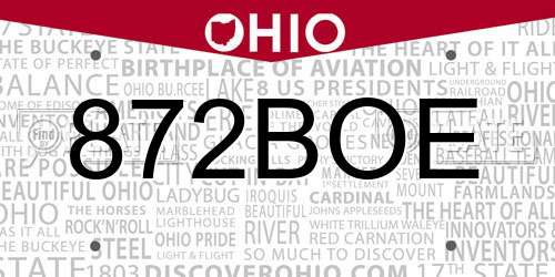 872BOE Ohio License Plate