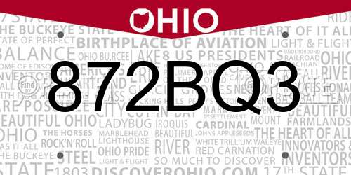 872BQ3 Ohio License Plate