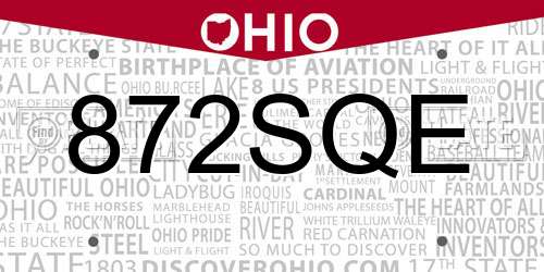 872SQE Ohio License Plate
