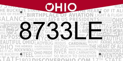 8733LE Ohio License Plate