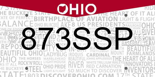 873SSP Ohio License Plate