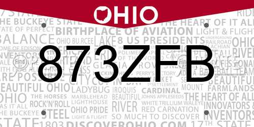 873ZFB Ohio License Plate