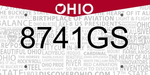 8741GS Ohio License Plate
