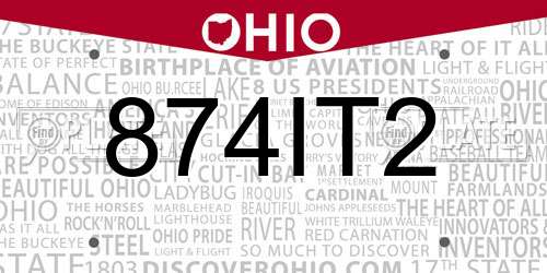 874IT2 Ohio License Plate