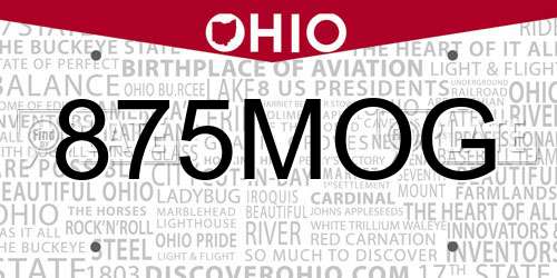 875MOG Ohio License Plate