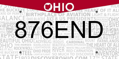876END Ohio License Plate