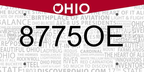 8775OE Ohio License Plate