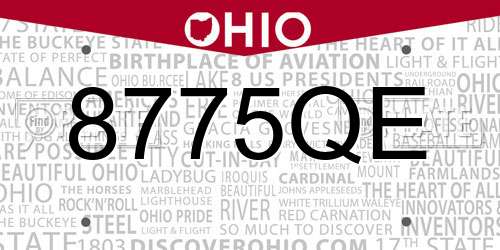 8775QE Ohio License Plate