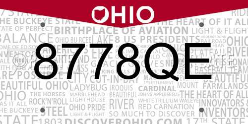 8778QE Ohio License Plate