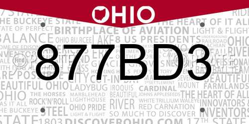 877BD3 Ohio License Plate