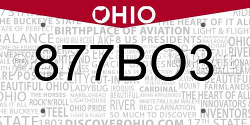 877BO3 Ohio License Plate