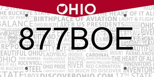 877BOE Ohio License Plate