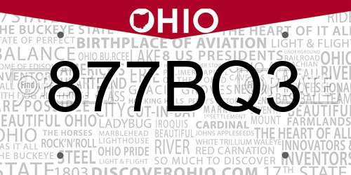877BQ3 Ohio License Plate