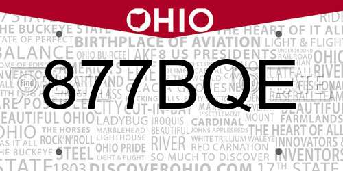 877BQE Ohio License Plate