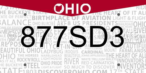 877SD3 Ohio License Plate
