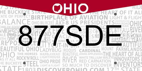 877SDE Ohio License Plate
