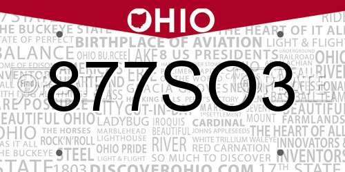 877SO3 Ohio License Plate