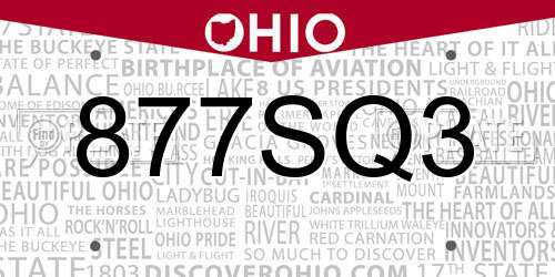 877SQ3 Ohio License Plate