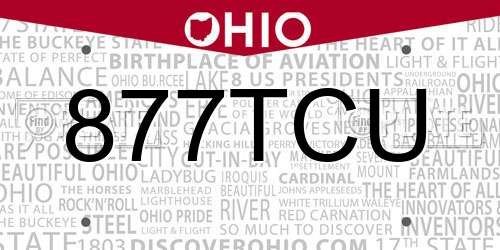877TCU Ohio License Plate
