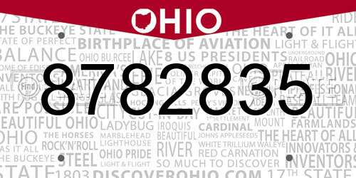 8782835 Ohio License Plate