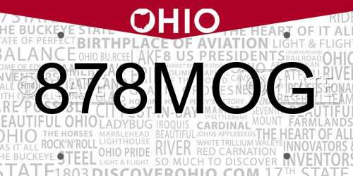 878MOG Ohio License Plate