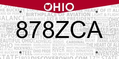 878ZCA Ohio License Plate