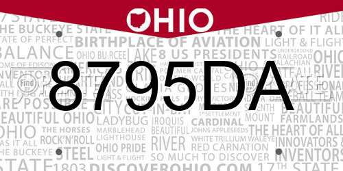 8795DA Ohio License Plate
