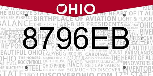 8796EB Ohio License Plate