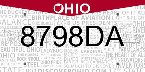 8798DA Ohio License Plate