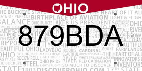 879BDA Ohio License Plate