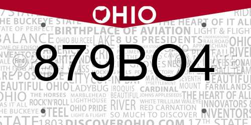 879BO4 Ohio License Plate