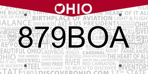 879BOA Ohio License Plate