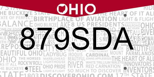 879SDA Ohio License Plate