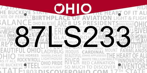 87LS233 Ohio License Plate